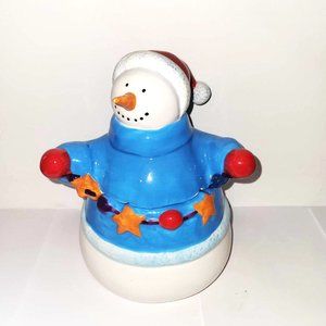 Vintage Homespun Holiday Collection Winter Christmas Snowman 10” Cookie Jar
